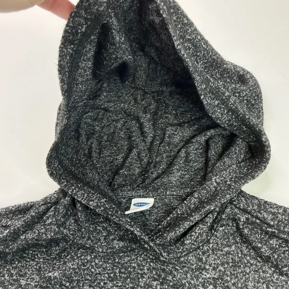 Old Navy Black Jack Plush Pullover Hoodie Kids Size S 6-7 Varsity Stripe Sporty